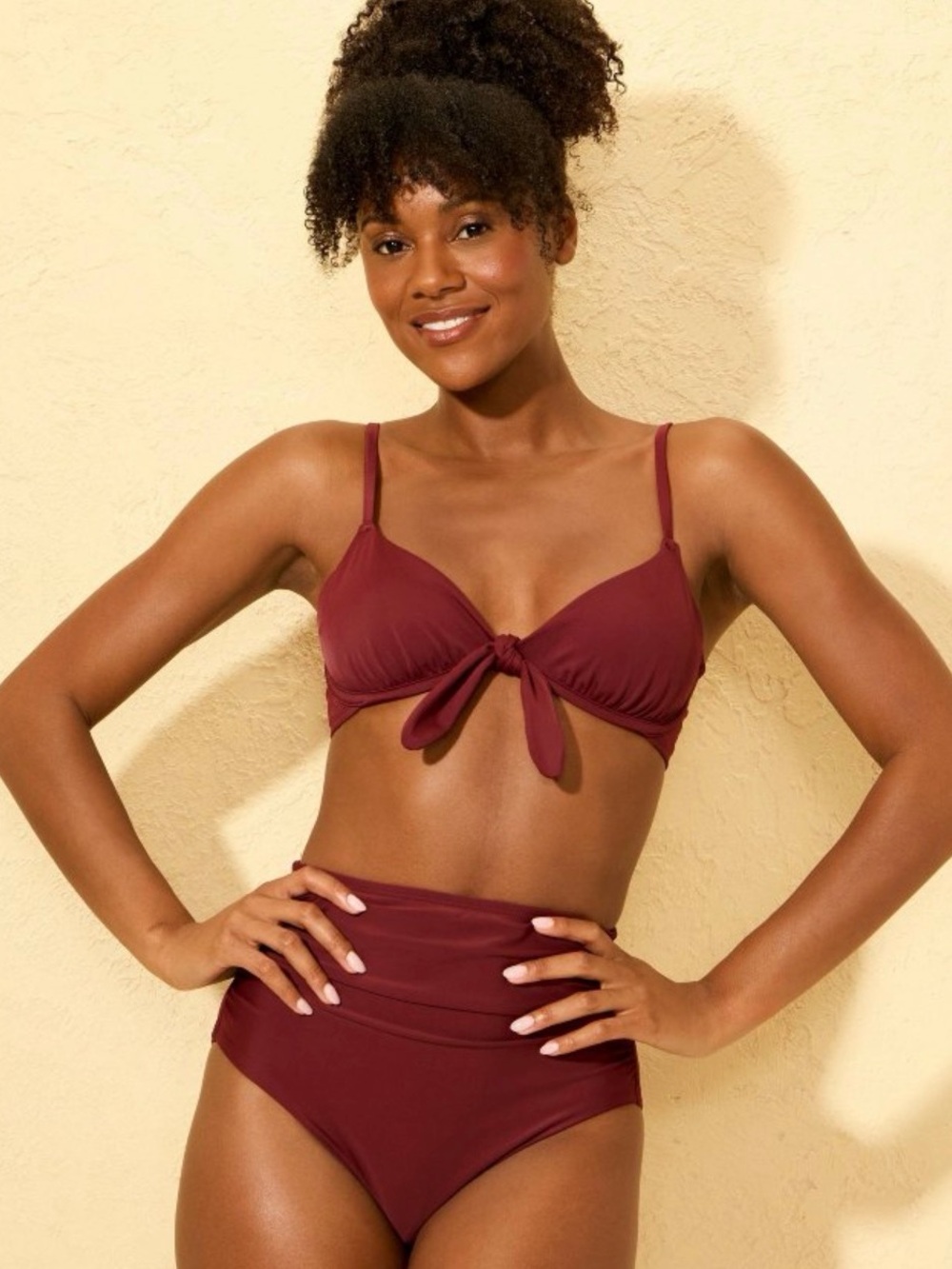 Women’s Shirred Full Coverage High Waist Bikini Bottom Shade & Shore - Picture 3 of 5